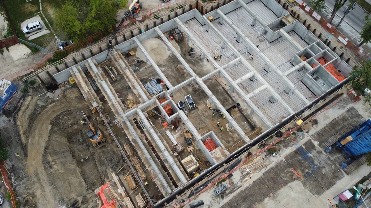 Aerial view of the RMHC Manitoba New Ronald McDonald House Site at 62 Juno Street