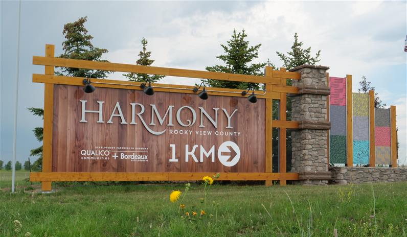 Entry feature of Harmony Community, Rocky View County