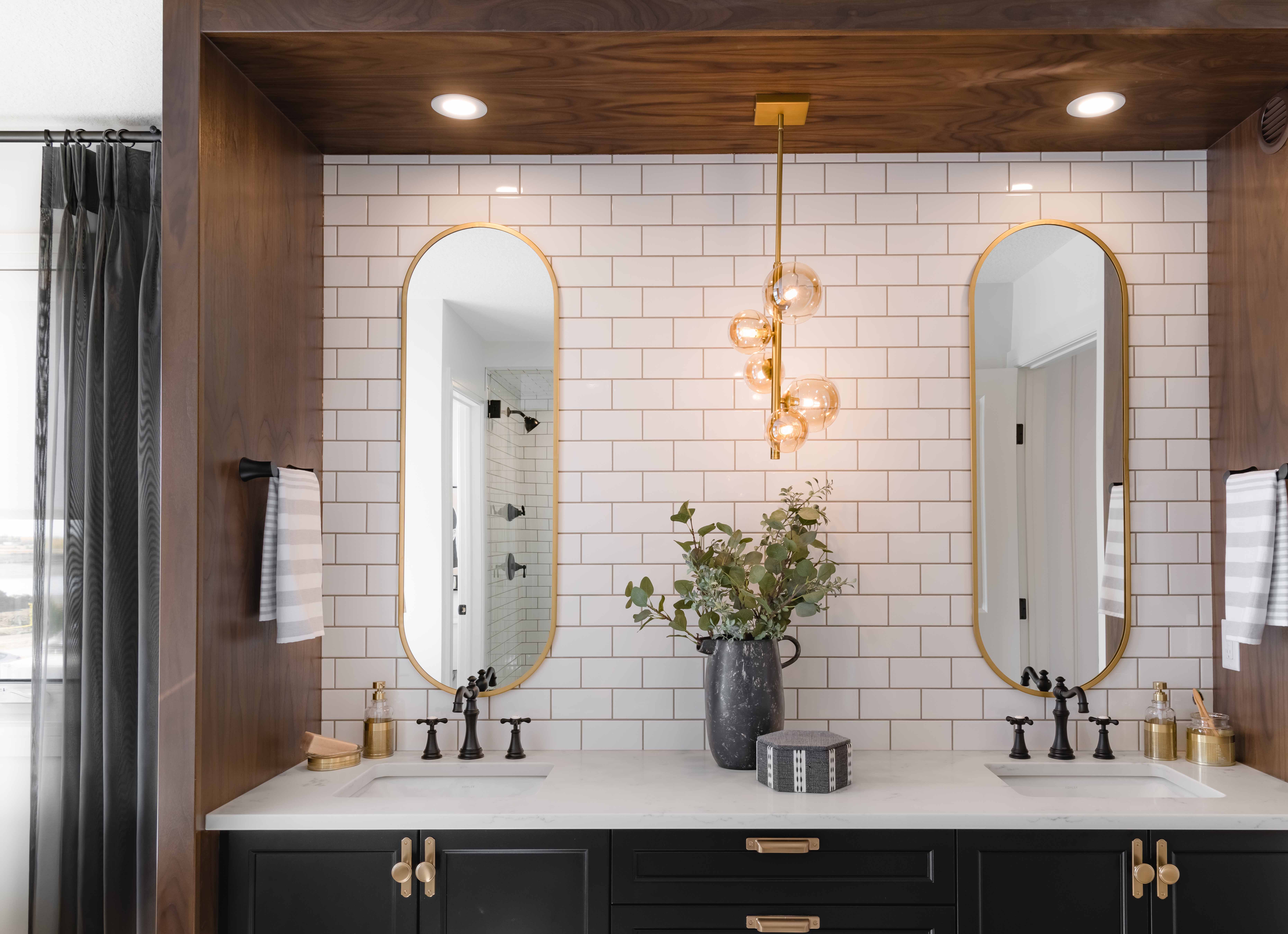 Double vanity bathroom with LED lights