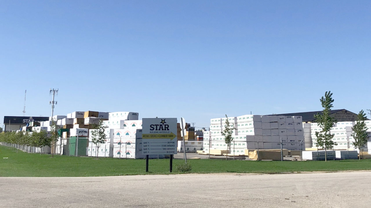 Building supplies at Star Building Materials in Winnipeg.