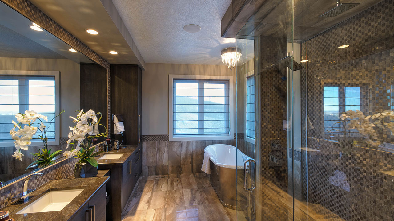 Master bathroom of the Kingston model by Augusta Fine Homes in Calgary.