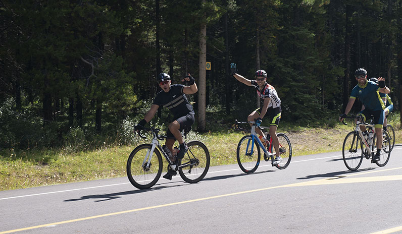 Cyclists participating in the Ride Through the Rockies 2020