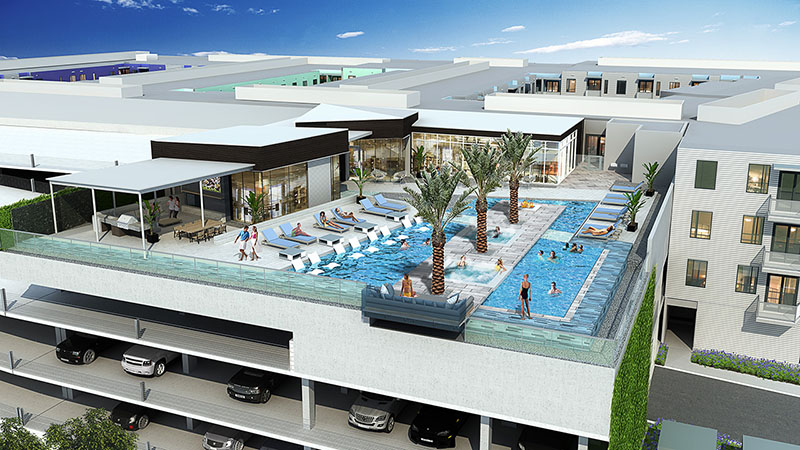 The Pearl | US Multi-Family | Pool Deck Rendering | Austin Texas