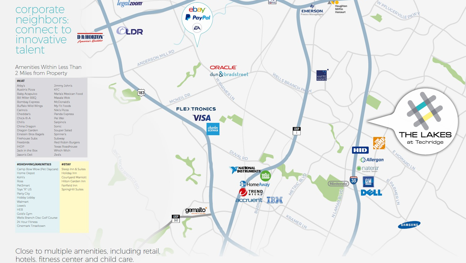 The Lakes at Techridge: Corporate neighbors map